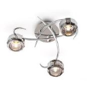 Lot to Contain 3 Boxed Home Collection Eva Stainless Steel and Glass Flush Lights Combined RRP £200