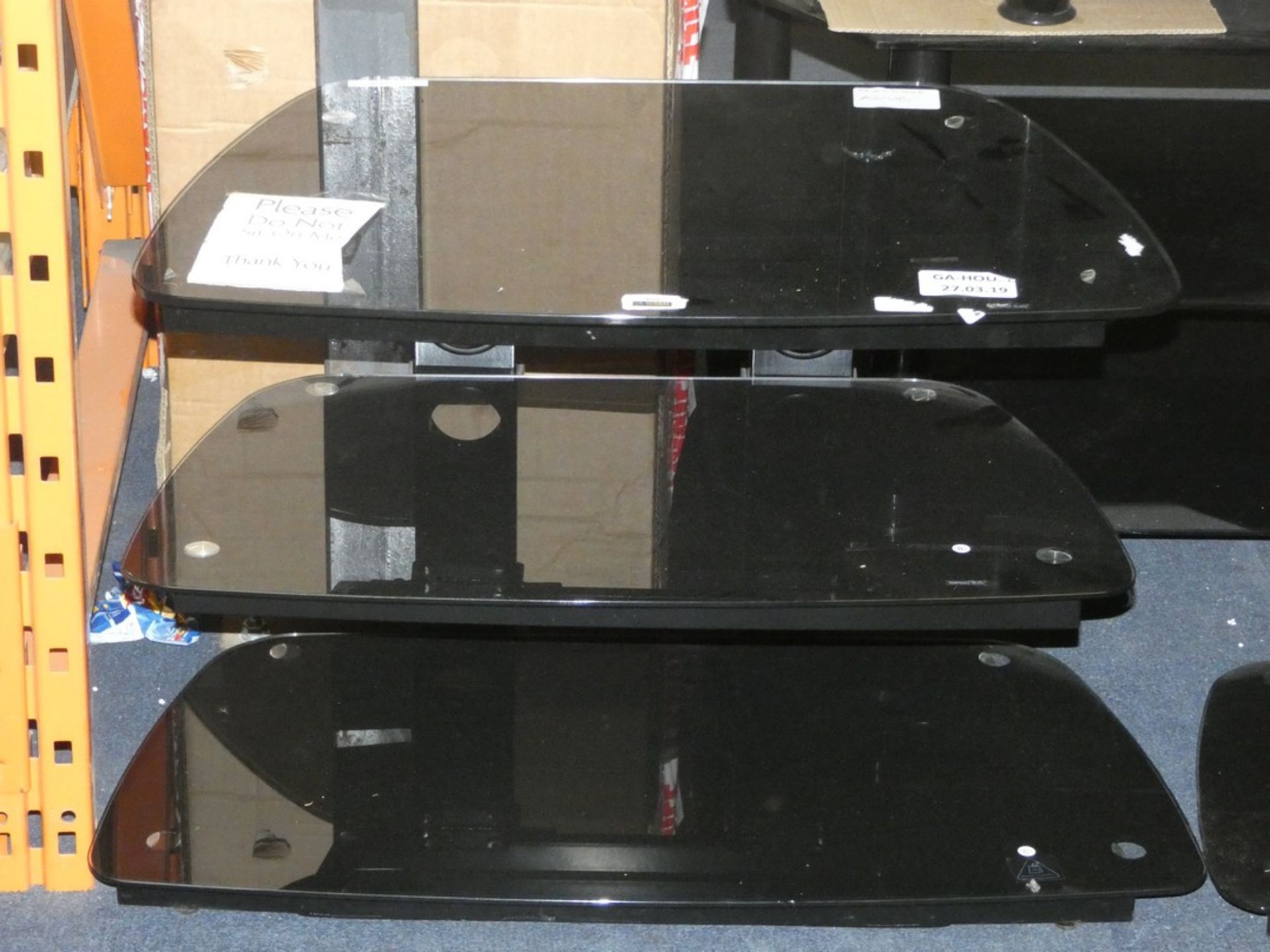 Black Glass 3 Tier TV Entertainment Stand