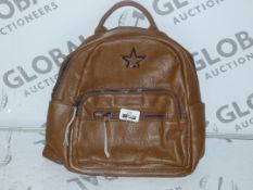 Brand New Womens Coolives Silver Star Brown Leather Backpack RRP £50