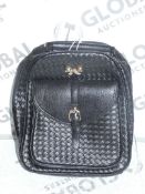 Brand New Womens Coolives Black Leather Designer Handbag With Gold Bow Detail and Black Weaving