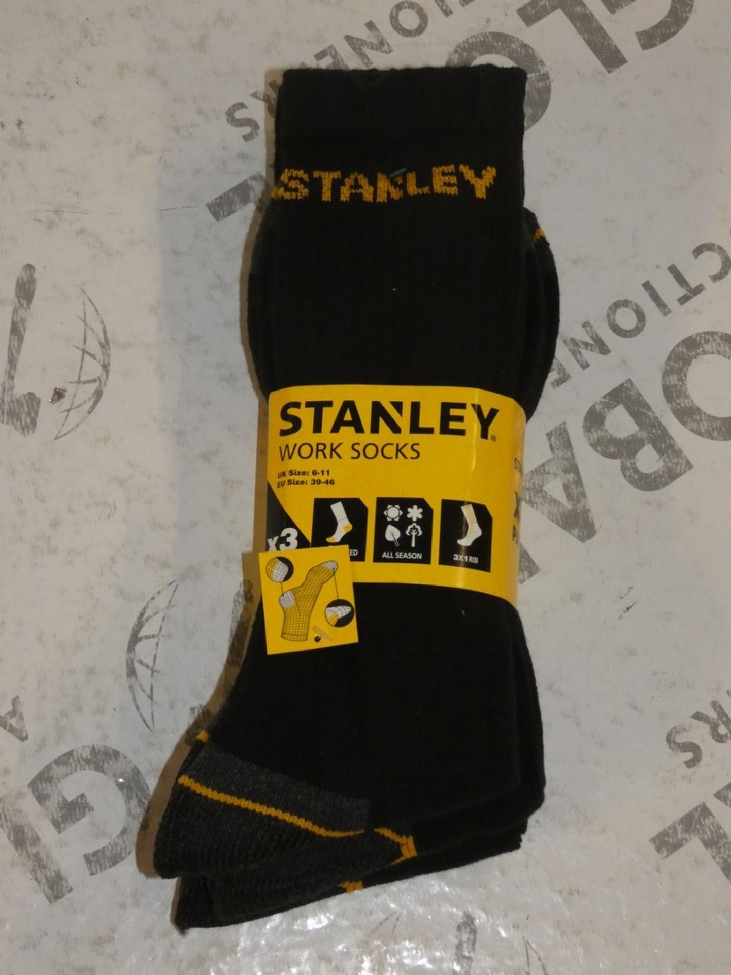 Lot to Contain 5 Brand New Packs of 3 Stanley Sizes 6-11 Work Socks with Combined RRP £33