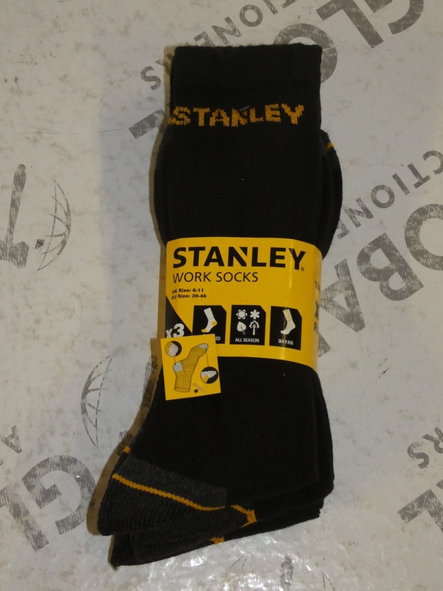 Lot to Contain 5 Brand New Packs of 3 Stanley Sizes 6-11 Work Socks with Combined RRP £36