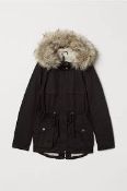 Lot to Contain 3 Brand New Fur Hooded Ladies H&M Designer Black Coats Combined RRP £120