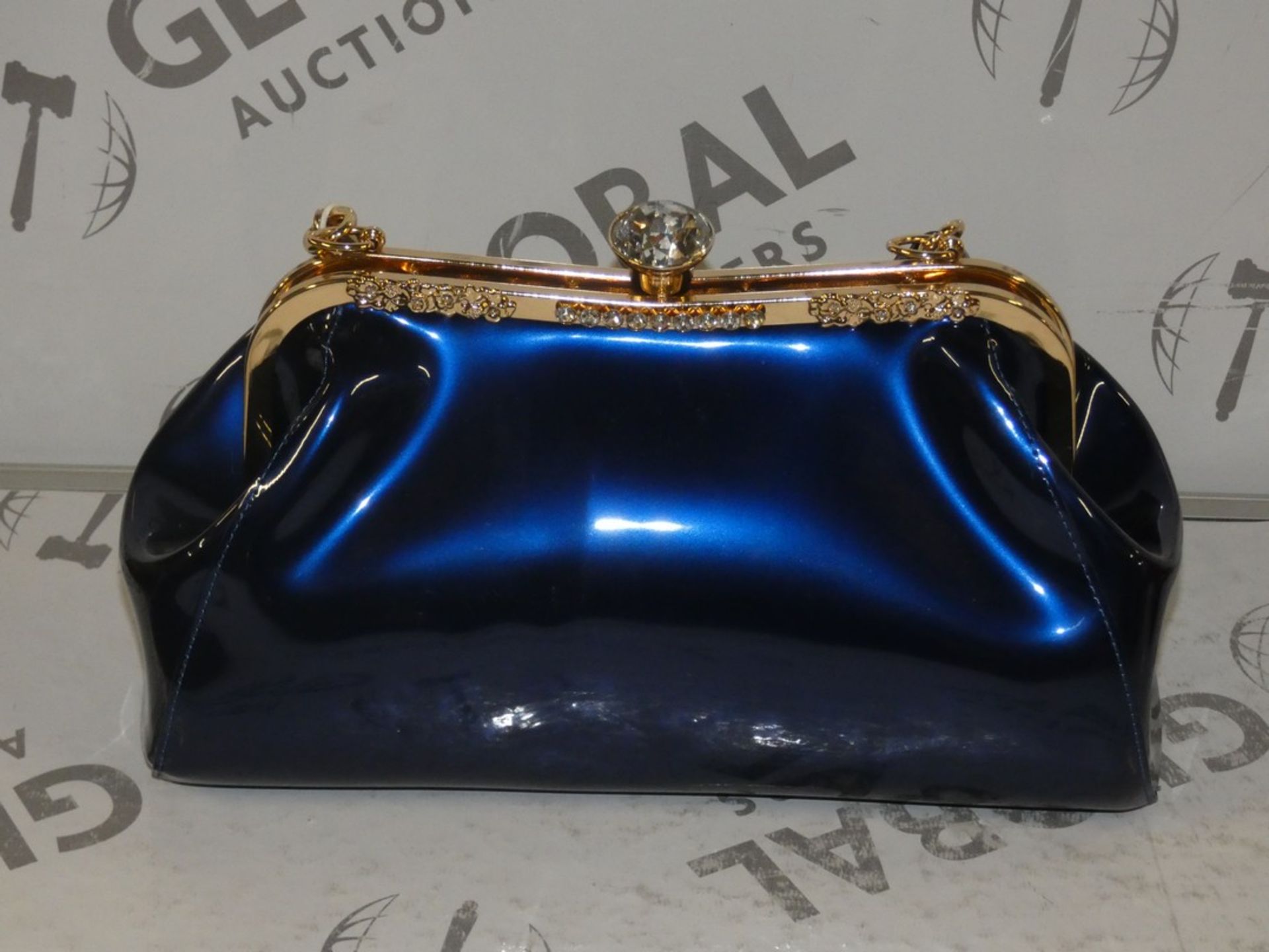 Metallic Navy Blue Gold and Diamonte Detail Brand New Coolives Women's Shoulder Bag RRP £50