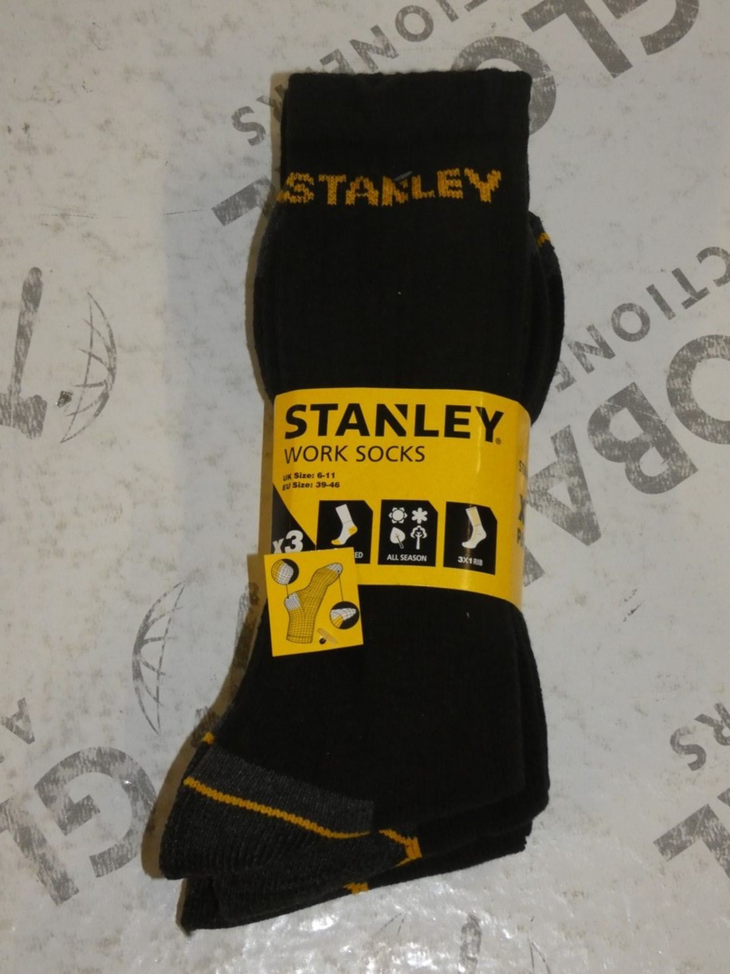 Lot to Contain 5 Brand New Packs of 3 Stanley Sizes 6-11 Work Socks with Combined RRP £38