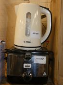 Lot to Contain 2 Assorted Items to Include a Bosch 1.7ltr Cordless Jug Kettle In Cream and a Tefal