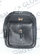 Brand New Womens Coolives Black Leather Designer Handbag With Gold Bow Detail and Black Weaving