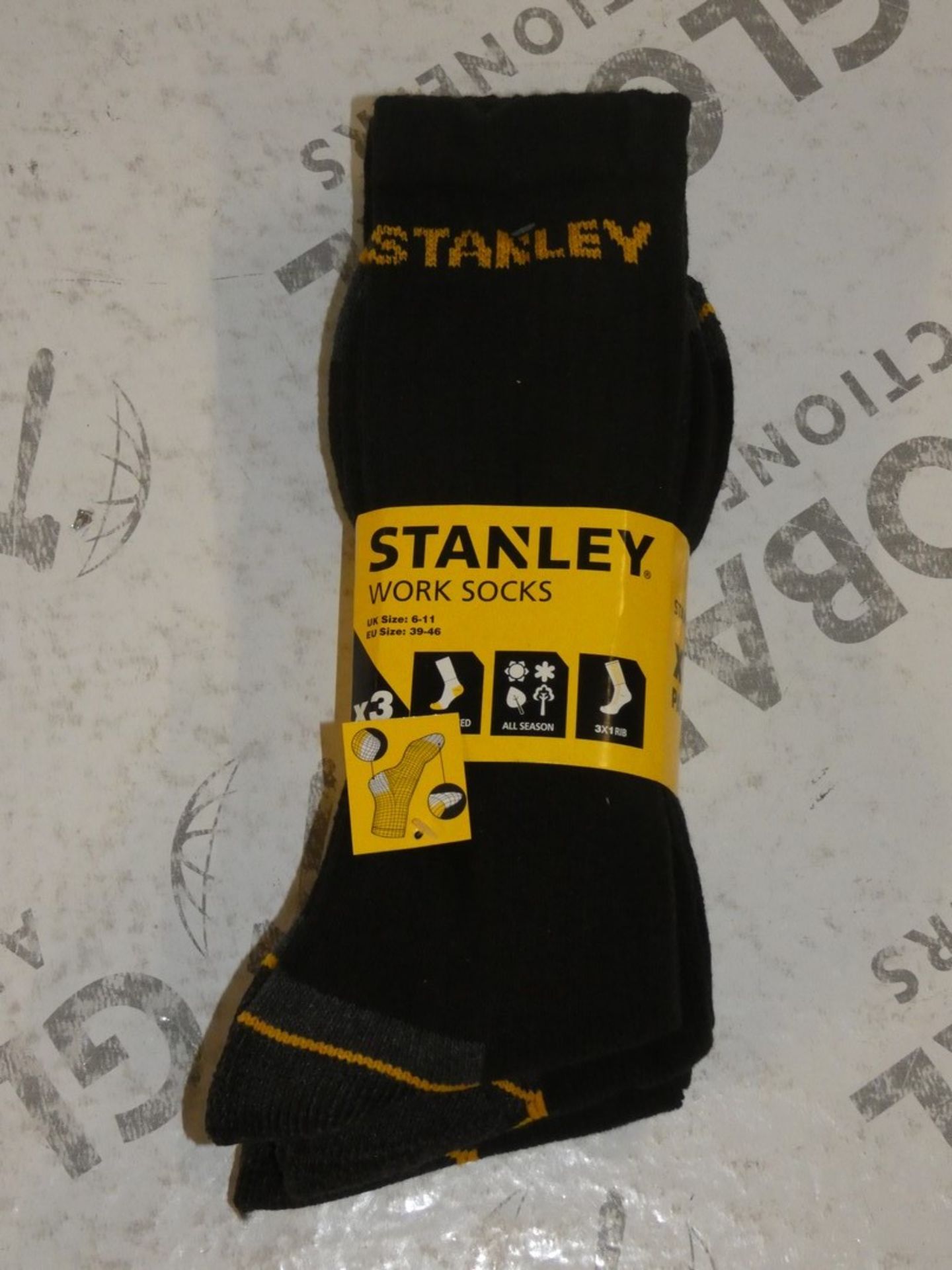 Lot to Contain 5 Brand New Packs of 3 Stanley Sizes 6-11 Work Socks with Combined RRP £37