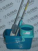 Lot to Contain 2 Assorted Items to Include a Lifeheit Mop and Bucket Set and a Oxo Floor Scrubber