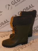 Lot to Contain 2 Brand New Pairs of EU 38 Khaki Green Wellington Boots