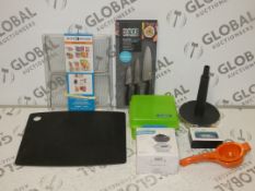 Assorted Items to Include Cabinet Shelves, Chopping Boards, Diet Scales, Systema Lunch Boxes and