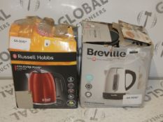 Boxed Assorted Breville and Russel Hobs 1.5ltr Rapid Boil Cordless Jug Kettles RRP£35 each