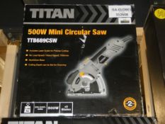 Boxed Titan TTB689CSW 500w Mini Circular Saw (312608)