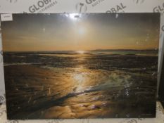 Framed Mike Shepherd Sunset over the Sands Textured Wall Art Picture