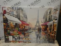 Eiffel Tower Lovers In Paris Canvas Wall Art Picture RRP £120