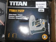 Assorted Items to Include 1 Titan TTCD517STB 25mm Nail Stapler and 1 Titan 2000W Heat Gun RRP £