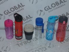 Assorted Aladdin Water Bottles, Sistema Water Bottles and Incredibles Water Bottles
