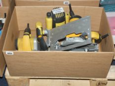 Assorted Uncorded Power Tools by JCB to Include Routers, Mini Circular Saws and Belt Sanders (