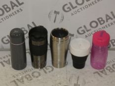 Assorted Bow and Elliot Flasks, Insulated Travel Mugs, Bodum Travel Mugs and Sistema Water Bottles