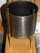 Boxed Large Stainless Steel and Antique Brass Planter RRP £50