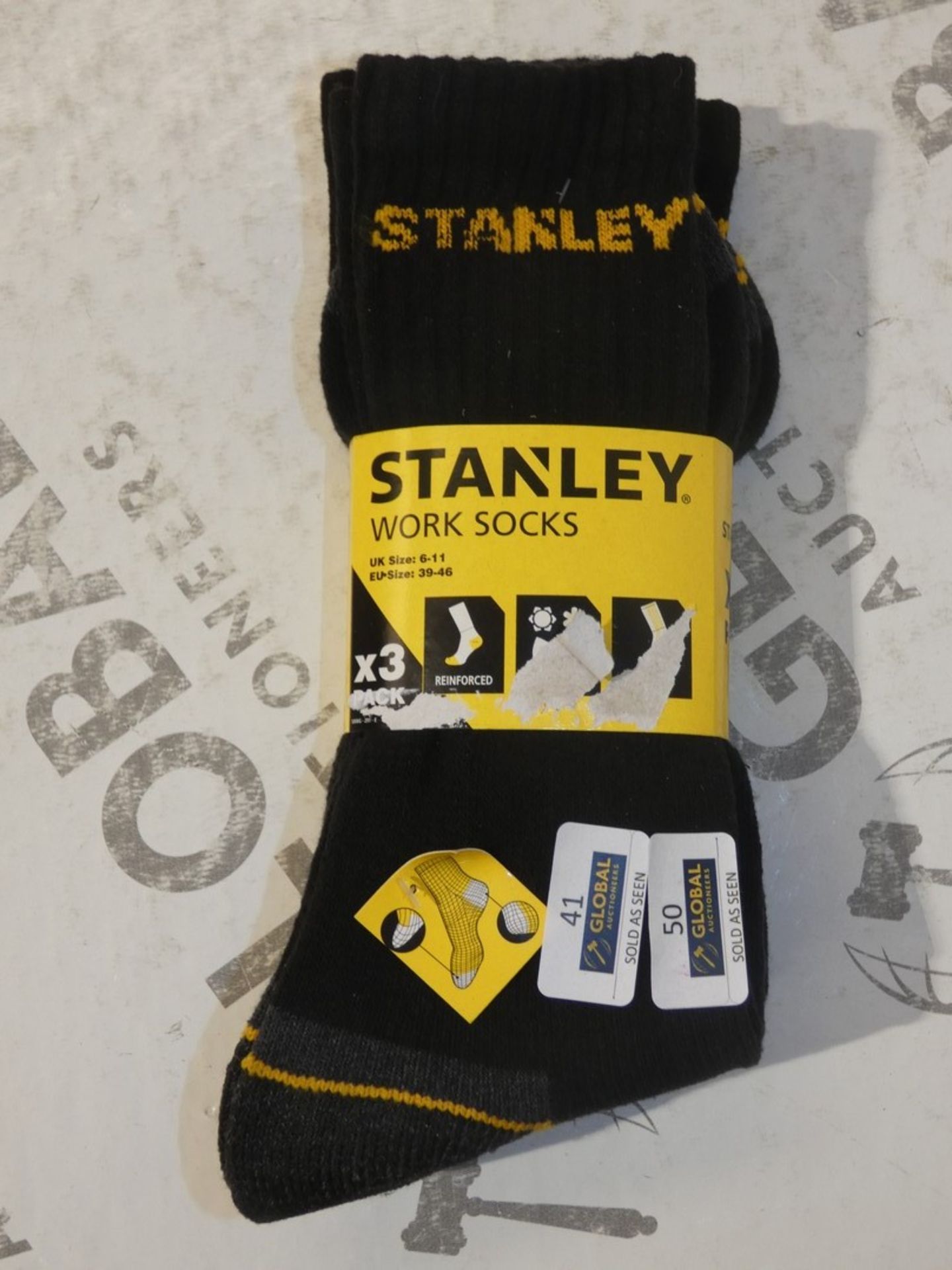 Brand New Packs of 3 Size UK6-11 Stanley Reinforced Work Socks RRP£6pack