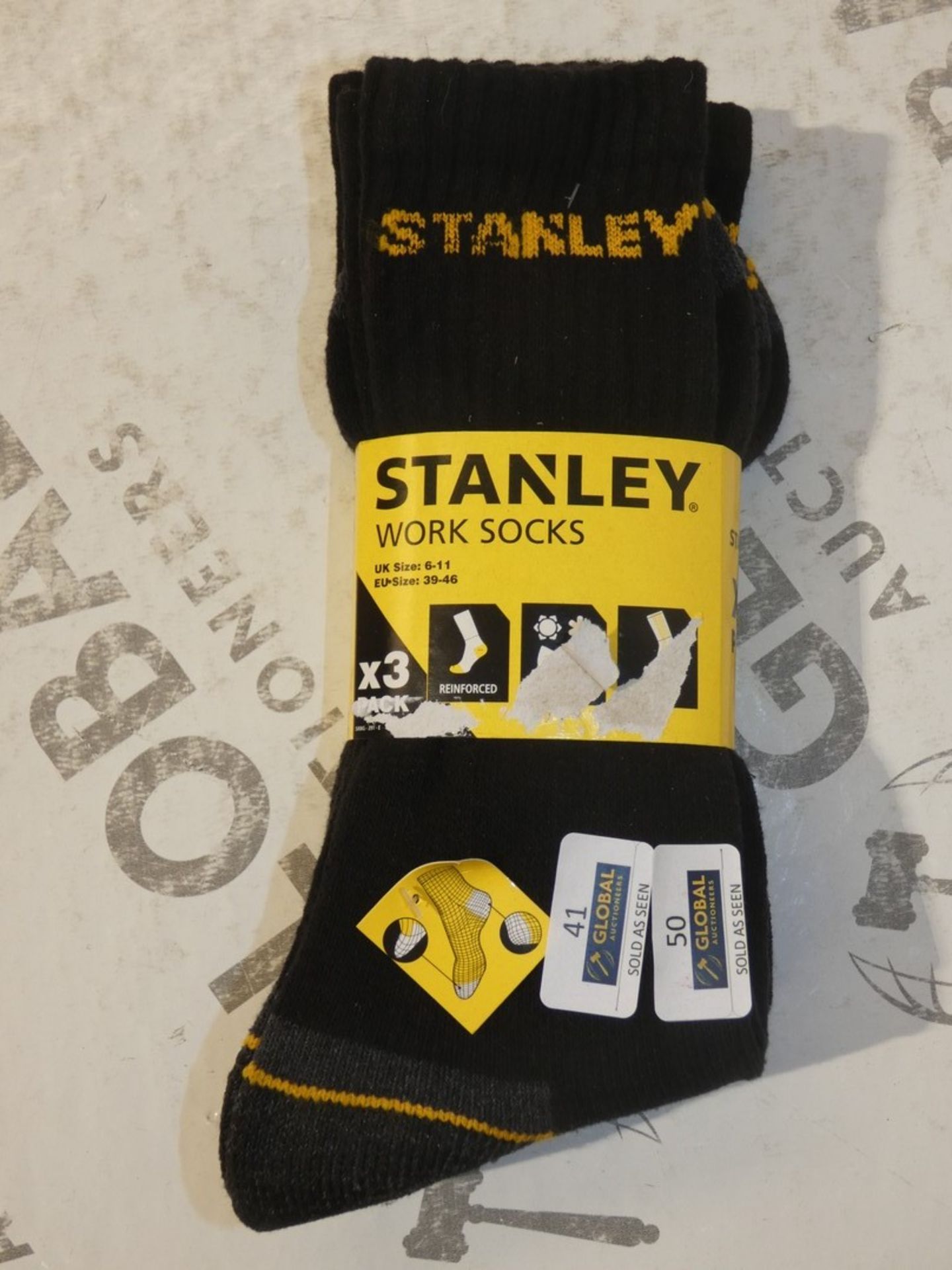 Brand New Packs of 3 Size UK6-11 Stanley Reinforced Work Socks RRP£6pack