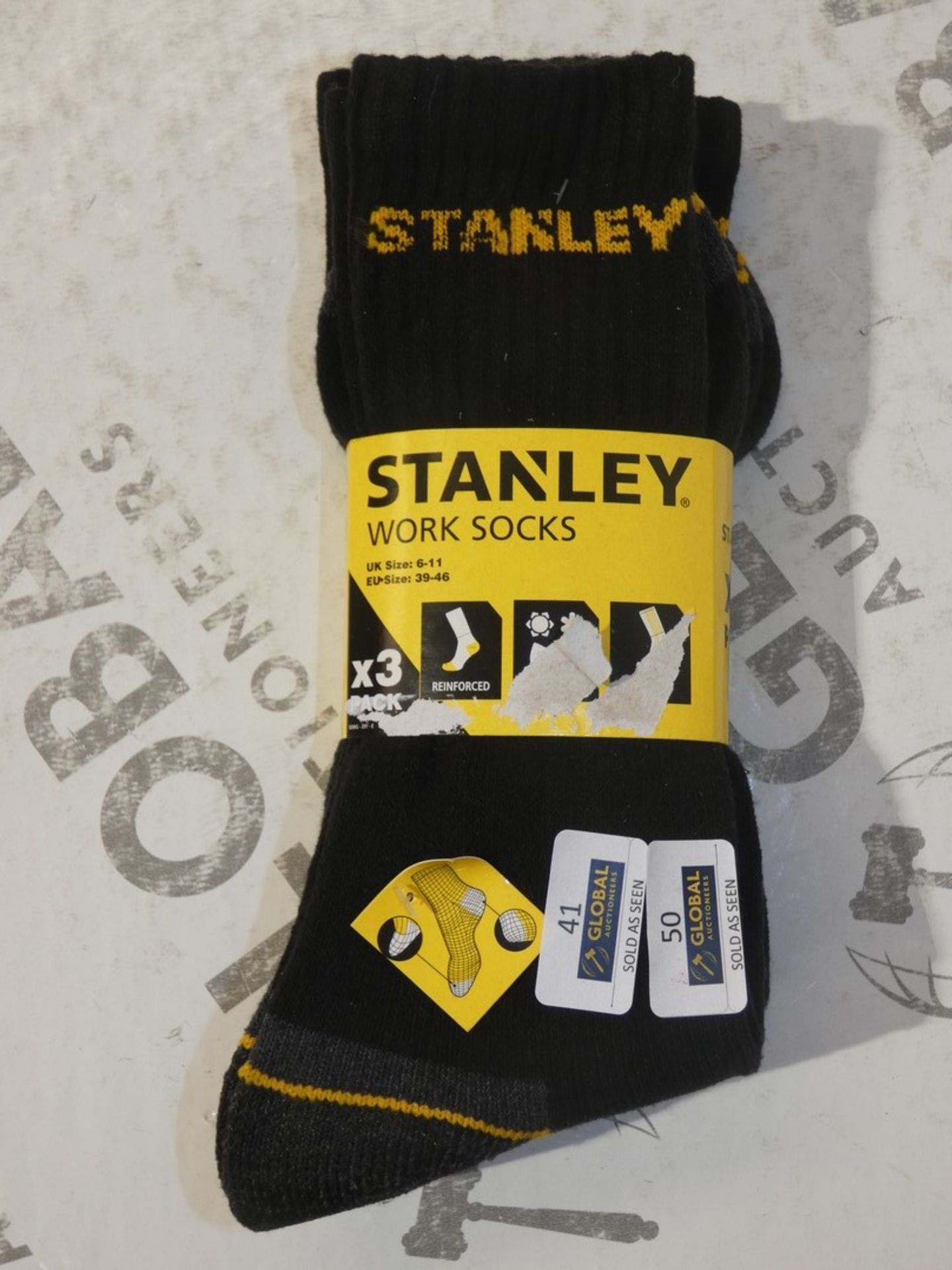 Brand New Packs of 3 Size UK6-11 Stanley Reinforced Work Socks RRP£6pack