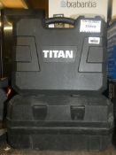 Boxed Assorted Items to Include a Titan 900w TTB290SDR Bolt Sander and a Titan Lithium Iron 18v