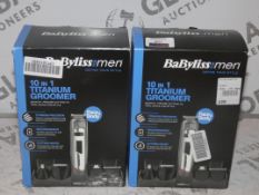 Lot to Contain 2 Babyliss For Men 10in1 Titanium Groomers Combined RRP£60