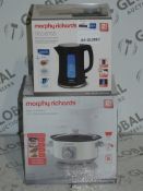 Assorted Items to Include 1 Morphy Richards Accents Brita Filter Kettle in Black and 1 Morphy