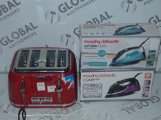 Assorted Items to include a Breville 4 Slice Toaster and 2 Boxed Morphy Richards Steam Irons RRP£35