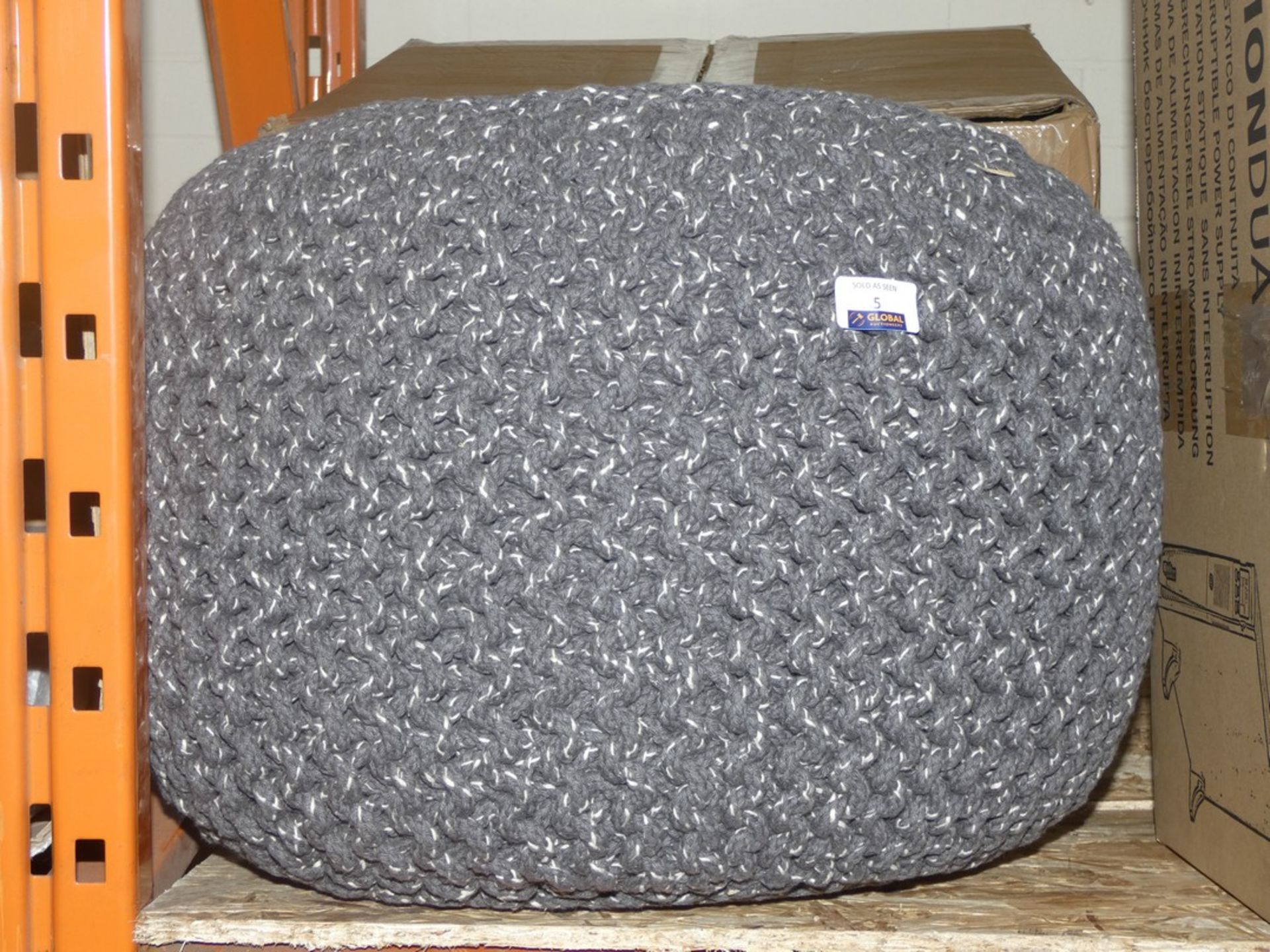 Boxed Grey Knitted Pouffe RRP£60