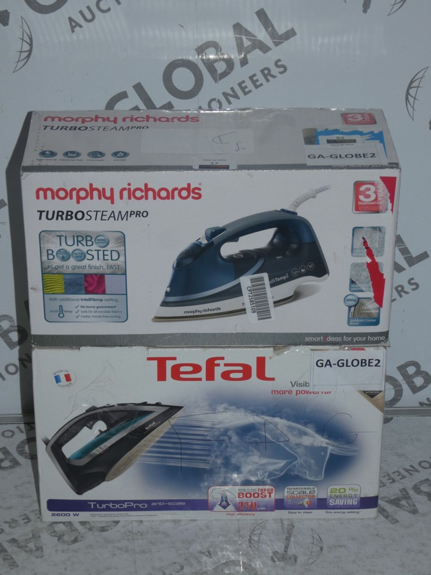 Assorted Morphy Richards Turbo Steam Pro and Tefal Turbo Pro Steam Irons RRP£45-90 each