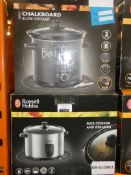 Assorted Items to Include 1 Russell Hobbs Slow Cooker and 1 Russell Hobbs Rice Cooker and Steamer