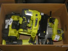 Assorted Ryobo 1forAll Power Tools to Include Tyre Inflaters, Angle Grinders, Hand Circular Saws and