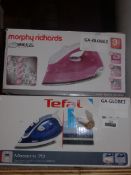 Lot to Contain 2 Boxed Assorted Steam Irons To Include a Morphy Richards Breeze and a Tefal