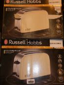 Lot to Contain 2 Boxed Russell Hobbs Classic Cream Colours Plus 2 Slice Toasters Combined RRP£60