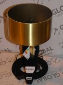 Boxed Abigail Ahern Velvet Blue Cobra Gold Shade Designer Table Lamp RRP£95