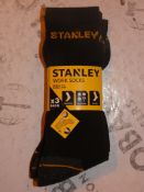 Lot to Contain 10 Packs of 3 Stanley Size UK6-11 Reinforced Work Socks RRP£60 Combined