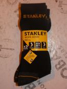 Lot to Contain 10 Packs of 3 Stanley Size UK6-11 Reinforced Work Socks RRP£60 Combined