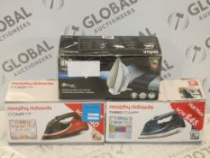 Assorted Items to Include 1 Braun Textile 7 Iron and 1 Morphy Richards Comfy Grip Iron and 1