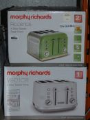 Assorted Items to Include 1 Morphy Richards Victor 4 Slice Toaster In White and 1 Morphy Richards