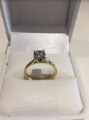 Boxed 18 Carat Yellow And White Gold Brilliant Cut Solitaire Diamond Ring. Stone Weight 1.00