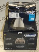 Assorted Items to Include 1 Delonghi Stainless Steel Kettle and 1 Delonghi 4 Slice Toaster RRP£