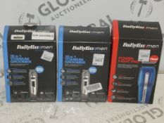 Assorted Items to Include 2 Babyliss for Men 10in1 Titanium Groomers and 1 Babyliss for Men Power