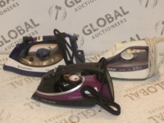 Lot to Contain 3 Assorted Russell Hobbs Morphy Richards and Tefal Steam Irons RRP£20-35each