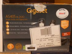 Lot to Contain 3 Boxed Gigaset Telephone System to Include AS405A Duo Digital Cordless Telephone
