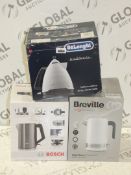 Boxed Assorted Delonghi, Breville and Bosch 1.5L Cordless Jug Kettles RRP £50 - £55 Each