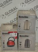 Boxed Assorted Breville Lustra Collection Ketttles and Traditional Kettles in Flame Red, Storm