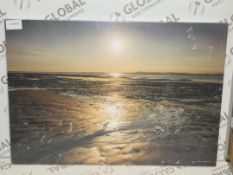 Artist Mike Shepherd Sunset Over the Sands Textured Wall Canvas Art Picture RRP£120